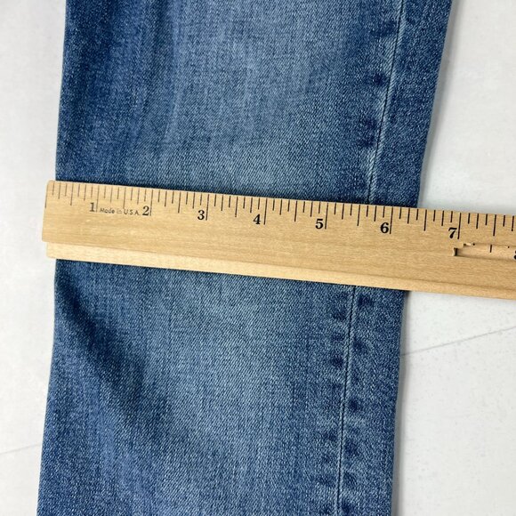 GRLFRND Jeans Women's Measured 25x23 Reed Slim Leg Crop Blue Frayed Denim Tag 25 - Picture 13 of 16